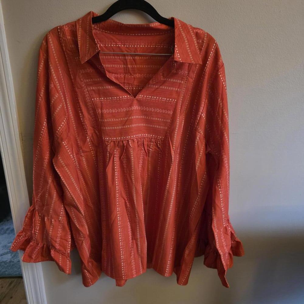 Silky Orange Top with Flare Sleeves NWT